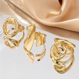 Elegant Gold-Tone Women's 3pcs Ring Set